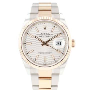  Rolex Datejust 36 Steel Everose Gold Fluted Silver Motif Dial NEW 
