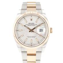  Rolex Datejust 36 Steel Everose Gold Fluted Silver Motif Dial NEW 