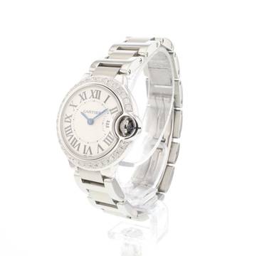  Cartier Ballon Bleu 28mm Steel Diamonds 