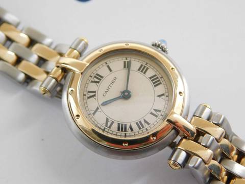  Cartier Panthère Lady Stahl 18 Karat Gelbgold zwei Streifen Gold im Top Zustand Strammes Band Top Zustand 