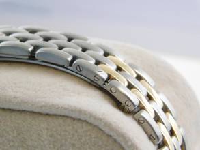 Thumbnail von Cartier Panthère Lady Stahl 18 Karat Gelbgold zwei Streifen Gold im Top Zustand Strammes Band Top Zustand
