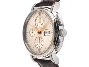 Thumbnail von IWC Portofino Chronograph Day Date Ref.IW378302 2010 Full Set original Vintage unpolished Portofino Day Date Chronograph crocodile leather folding clasp