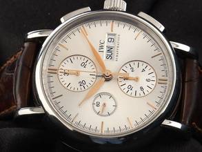 Thumbnail von IWC Portofino Chronograph Day Date Ref.IW378302 2010 Full Set original Vintage unpolished Portofino Day Date Chronograph crocodile leather folding clasp