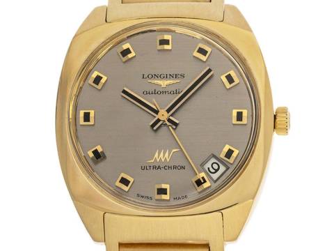  Longines Ultra-Chron Ref.8360 Bj.1972 original Box sehr gut Vintage Ultra-Chron 18kt Gelbgold 109g 