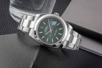 Thumbnail von Rolex Datejust 41 Green Dial Edelstahl Automatik Herrenuhr Ref. 126300 B&P 2024