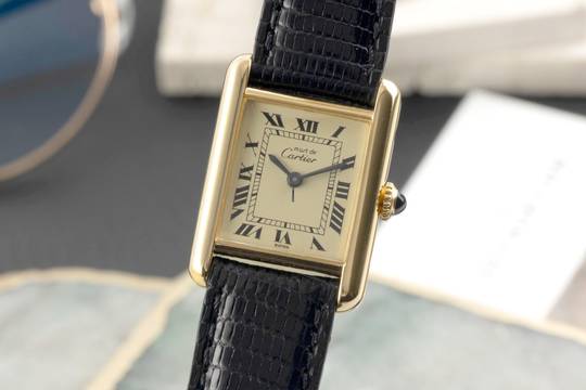  Cartier Tank must de Cartier PM Ivory Dial 925 Silber Handaufzug Damenuhr 