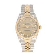 Thumbnail von Rolex Datejust 36 Herrenarmbanduhr Datejust Automatik 16013 Houndstooth Dial aus Stahl / Gold Fullset