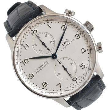  IWC Portuguese IW3714 chronograph silver dial Full Set 2004 