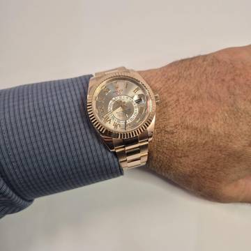  Rolex Sky-Dweller Full Rose Gold Sundust Dial 42mm Automático Completo 