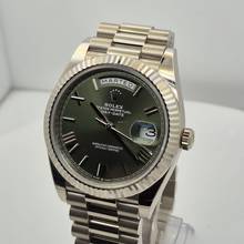 Thumbnail von Rolex Day-Date 40 Presidente Ouro Branco Olive Green Automático Completo
