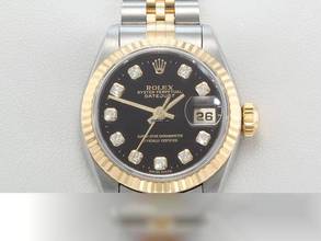  Rolex Lady-Datejust Edelstahl Gelbgold 750 1996 Diamanten Automatik Stainless Steel 18kt Yellow Gold Jubilé-band Chronometer Oyster Black Dial 