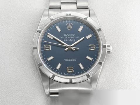  Rolex Air King 34mm Edelstahl Automatik 14010 1997 Stahl Damen Herren Stainless Steel Oyster-band Blue Dial 