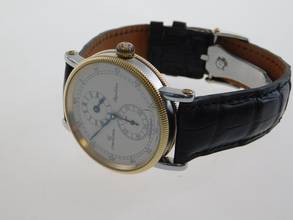 Thumbnail von Chronoswiss Régulateur Automatik massiv 18 Karat Gelbgold / Edelstahl mit Glasboden im Top Zustand Box und Zubehör Krokoband und Faltschließe wie Neu