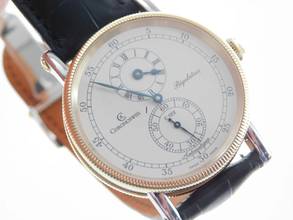 Thumbnail von Chronoswiss Régulateur Automatik massiv 18 Karat Gelbgold / Edelstahl mit Glasboden im Top Zustand Box und Zubehör Krokoband und Faltschließe wie Neu