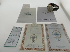 Thumbnail von Chronoswiss Régulateur Automatik massiv 18 Karat Gelbgold / Edelstahl mit Glasboden im Top Zustand Box und Zubehör Krokoband und Faltschließe wie Neu