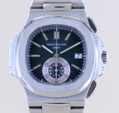  Patek Philippe Nautilus Chronograph Steel Blue dial Luxusuhr Klassiker B+P 