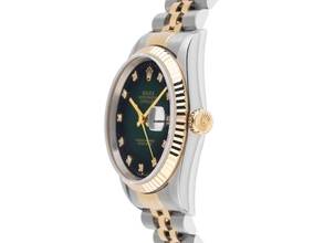 Thumbnail von Rolex Datejust 36 Green Dial Diamanten Ref.16233 Bj.1991 Full Set original Vintage Unpoliert Datejust Green Dial Diamanten
