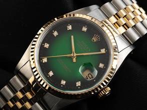 Thumbnail von Rolex Datejust 36 Green Dial Diamanten Ref.16233 Bj.1991 Full Set original Vintage Unpoliert Datejust Green Dial Diamanten