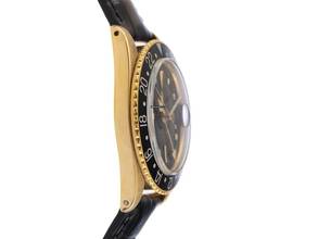 Thumbnail von Rolex GMT-Master Nipple Dial Ref.1675 1972 Box&Beschreibung sehr gut Vintage GMT Master 18kt Gelbgold Nipple Dial open 6/9