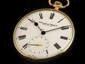 Thumbnail von IWC Pocket Watch Taschenuhr 18kt Gelbgold Handaufzug 45mm sehr gut Vintage Taschenuhren 18kt Gelbgold 53g