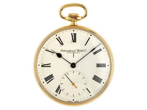  IWC Pocket Watch Taschenuhr 18kt Gelbgold Handaufzug 45mm sehr gut Vintage Taschenuhren 18kt Gelbgold 53g 