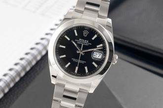  Rolex Datejust 41 Black Dial Oyster Stahl Automatik Herrenuhr 126300 B&P 2019 