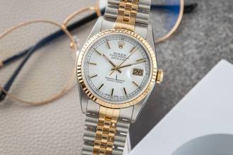 Rolex Datejust 36 Steel / Gold White Dial Automatic Ref. 16233 Box Classic