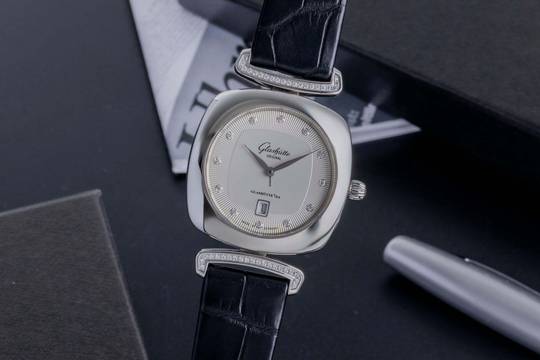  Glashütte Original Pavonina Stahl Quarz Damen Diamonds Ref. 03-01-10-12-02 Papiere 2013 