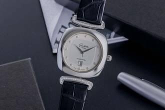 Thumbnail von Glashütte Original Pavonina Steel Quartz Ladies Diamonds Ref. 03-01-10-12-02 Papers 2013