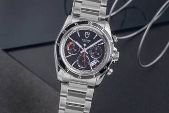 Tudor Grantour Chrono Chronograph Stainless Steel Black Dial Automatic Men's Watch Ref. 20530