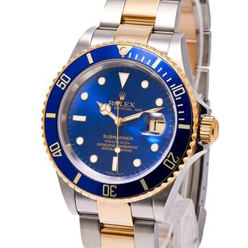 Rolex Submariner Date 40 Steel/Gold Blue – 16613 – like NEW – 08/2005 Full Set Lc100 
