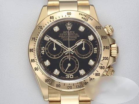  Rolex Daytona 116528 2013 Lc100 Gelbgold 750 Diamanten Chronograph Automatik 18kt Yellow Gold Oyster-band Chronometer Black Dial 