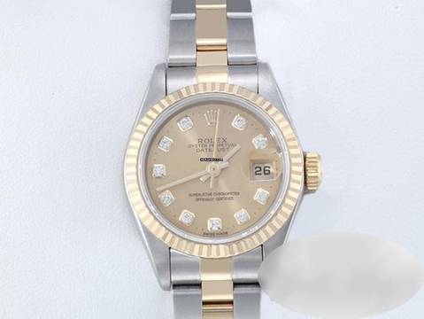  Rolex Lady-Datejust Edelstahl Gelbgold 750 Diamanten 1995 Automatik Stainless Steel 18kt Yellow Gold Stahl Oyster-band Chronometer 