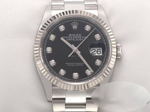  Rolex Datejust 36 126234 2025 Stahl Weissgold 750 Diamanten Automatik Stainless Steel 18kt White Gold Oyster-band Chronometer Black Dial 