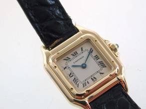 Cartier Panthère 18k Panthere 18 Karat Yellow Gold Lady with original crocodile strap and clasp Lady Size 18 Karat Yellow Gold