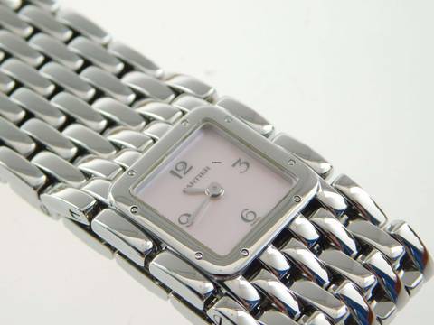  Cartier Panthère Ruban Damenuhr mit Pink Mother of Pearl Dial im Neu Zusta Mit Cartier Service Historie im Top Zustand 