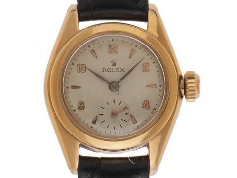  Rolex Oyster Perpetual Bubble Back Ref.4486 1958 original Box sehr gut Vintage Oyster Perpetual Bubble Back Lady 18kt Gelbgold 