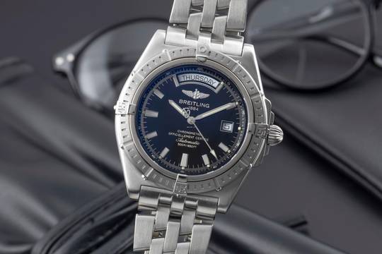  Breitling Headwind Day-Date Automatik Edelstahl Herrenuhr Ref. A45355 Box 