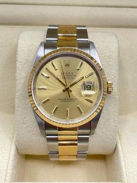  Rolex Datejust 36 Steel/Gold Champagne Diamond Dial Ref:16233 like NEW yea:1991 