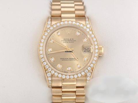  Rolex Datejust 31 31mm 68158 2001 Gelbgold 750 Diamanten Automatik 18kt Yellow Gold President-band Chronometer Oyster 