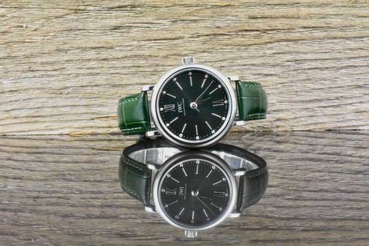 IWC Portofino Automatic 34 Automatic Green Diamond Dial Folding Clasp Full Set 2021 