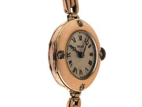 Thumbnail von Rolex Art Deco 1920 original box, original vintage, unpolished Art Deco cocktail watch, 9kt rose gold, diamonds, folding lid