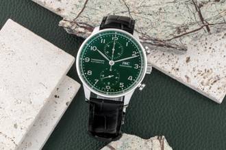 Thumbnail von IWC Portugieser Chronograph Green Dial Steel Automatic Men's Watch Ref. IW371615