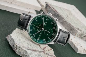 Thumbnail von IWC Portugieser Chronograph Green Dial Steel Automatic Men's Watch Ref. IW371615