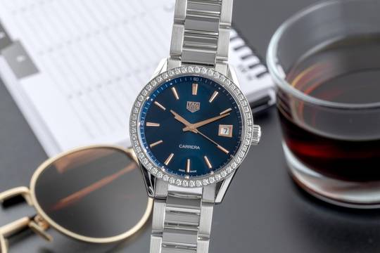  TAG Heuer Carrera Lady Stahl Quarz Diamanten Ref. WBK1317.BA0652 B&P 2021 