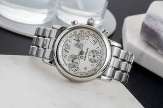 Thumbnail von Montblanc Star Meisterstück Chronograph Edelstahl Quarz Damenuhr Ref. 7039
