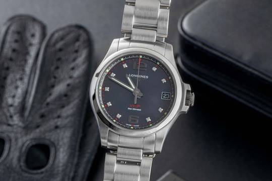  Longines Conquest Stahl Quarz Damenuhr MOP Dial Diamonds Ref. L3.316.4.88.6 Box 