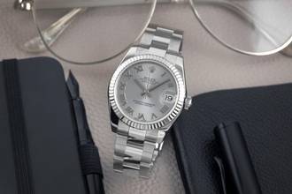 Thumbnail von Rolex Datejust 31 Silver Dial Stahl Weissgold Automatik Damenuhr Ref 178274 B&P