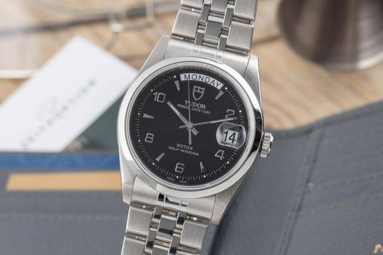  Tudor Prince Date Day Black Dial Edelstahl Automatik Herren Ref. 76200 