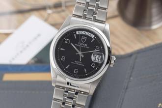 Tudor Prince Date Day Black Dial Stainless Steel Automatic Men's Ref. 76200